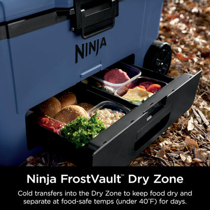 Ninja | FrostVault 65QT | Insulated with Temp Dry Storage Drawer | Keeps Ice Cold for Days | for the Beach, Camping, Picnics & More | Lakeshore Blue | FB265BL