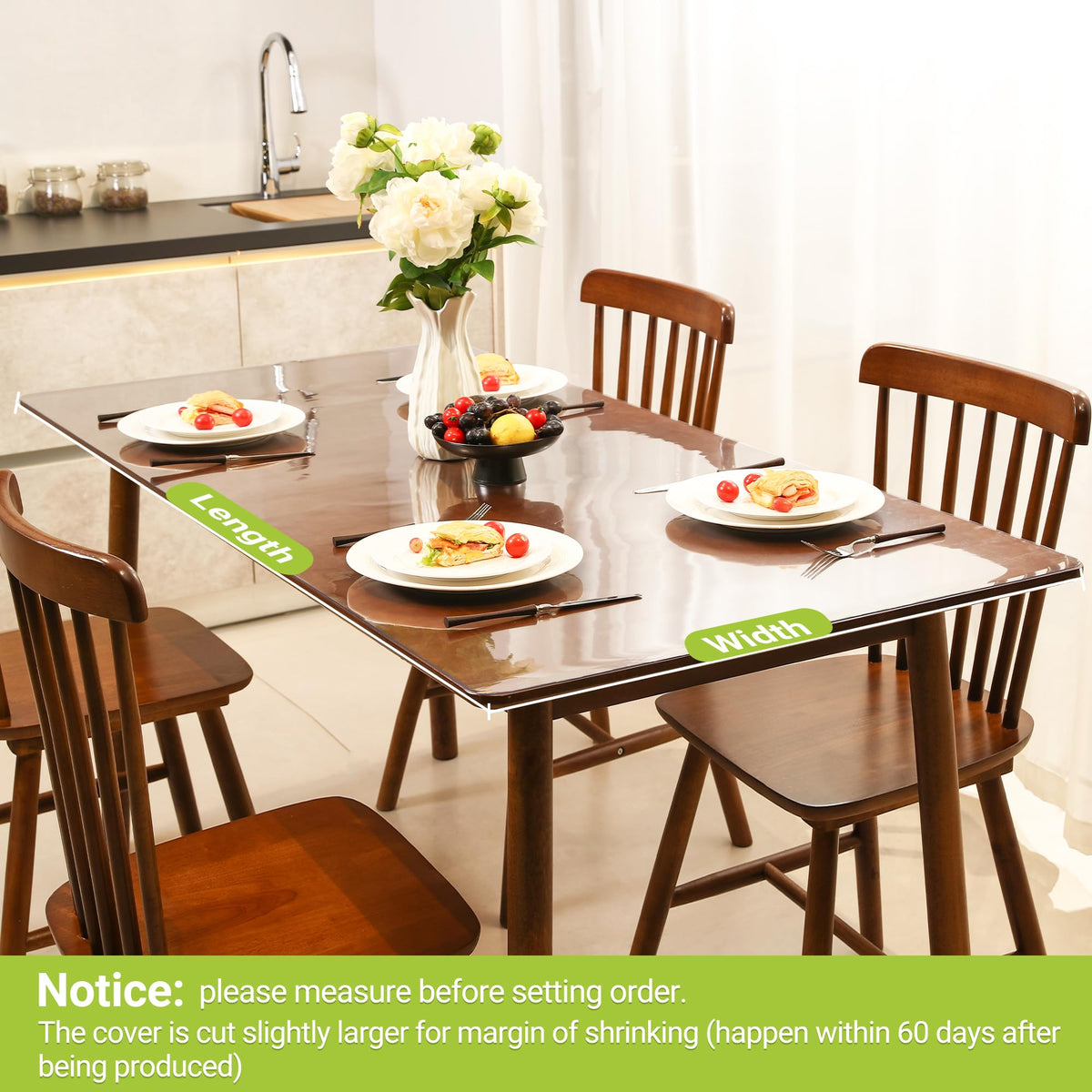 ETECHMART Clear Plastic Table Cover Protector Rectangle 40 x 78'', 2.0mm Thick Waterproof Transparent Table Protector for Dining Table, Non-Slip Heat Resistant Clear Desk Mat for Kitchen Office