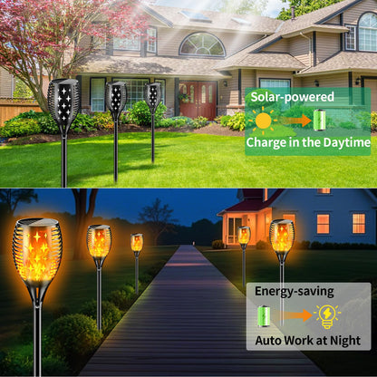 YoungPower Solar Outdoor Torch Lights Flickering Flame, 43" Outdoor Path Lights Waterproof Torch for Garden Yard Patio, 8 Pack