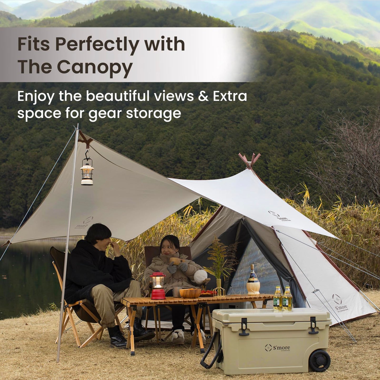 S'more Maroom & A Base Glamping Family Tent, Setup Tent with Screen Room