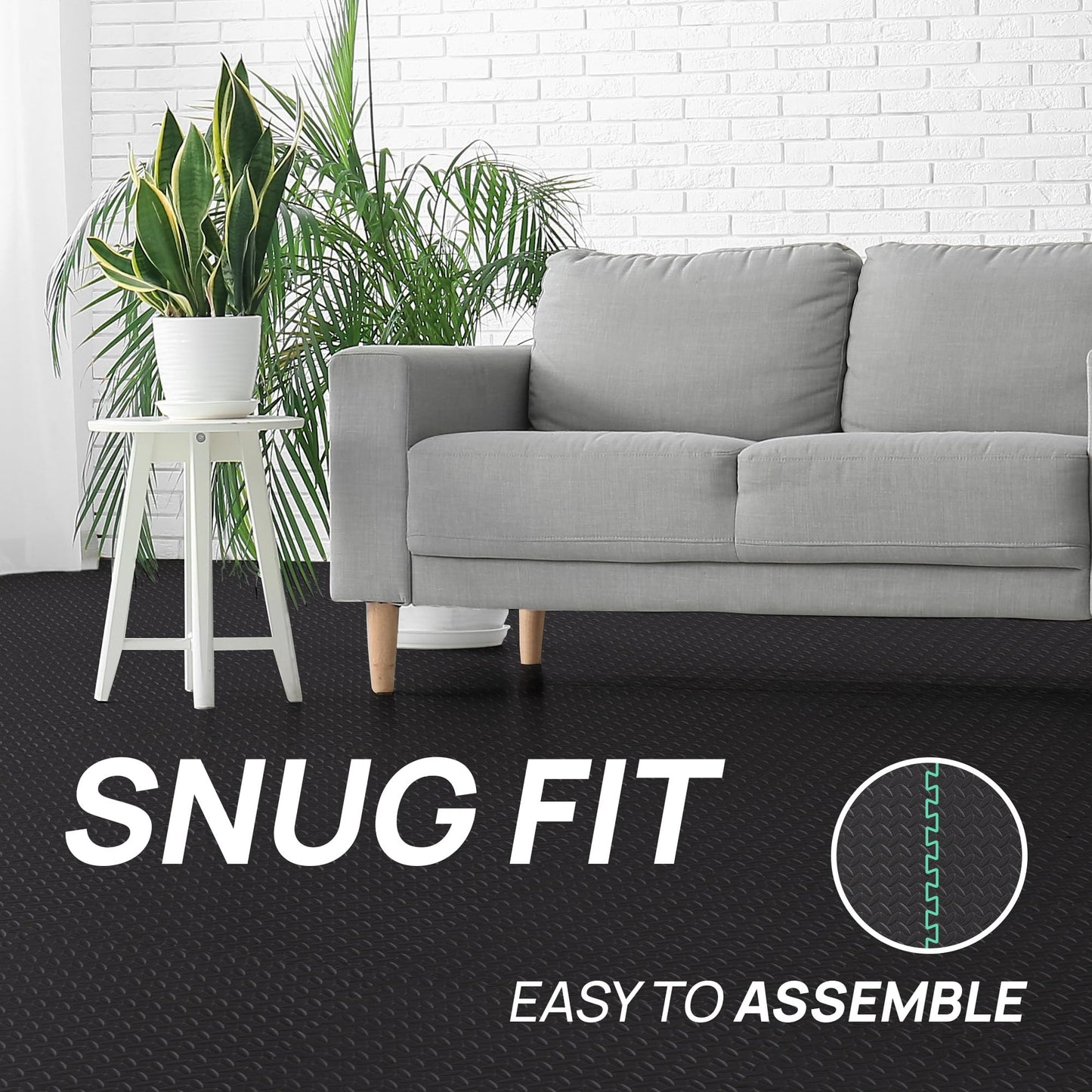 Yes4All EVA Interlocking Mats, Puzzle Floor Tiles, Foam Floor Padding with Border for Furniture, Home Space, Living Room, Garage 96 SQFT