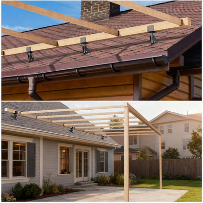 Patio Roof Riser Adjustable & Anchored Angle Pergola Roof Riser Heavy Duty Stainless Steel Roof Mount Brackets Support for 4x4/4x6 Lumber (3Pack)(Patent Pending)