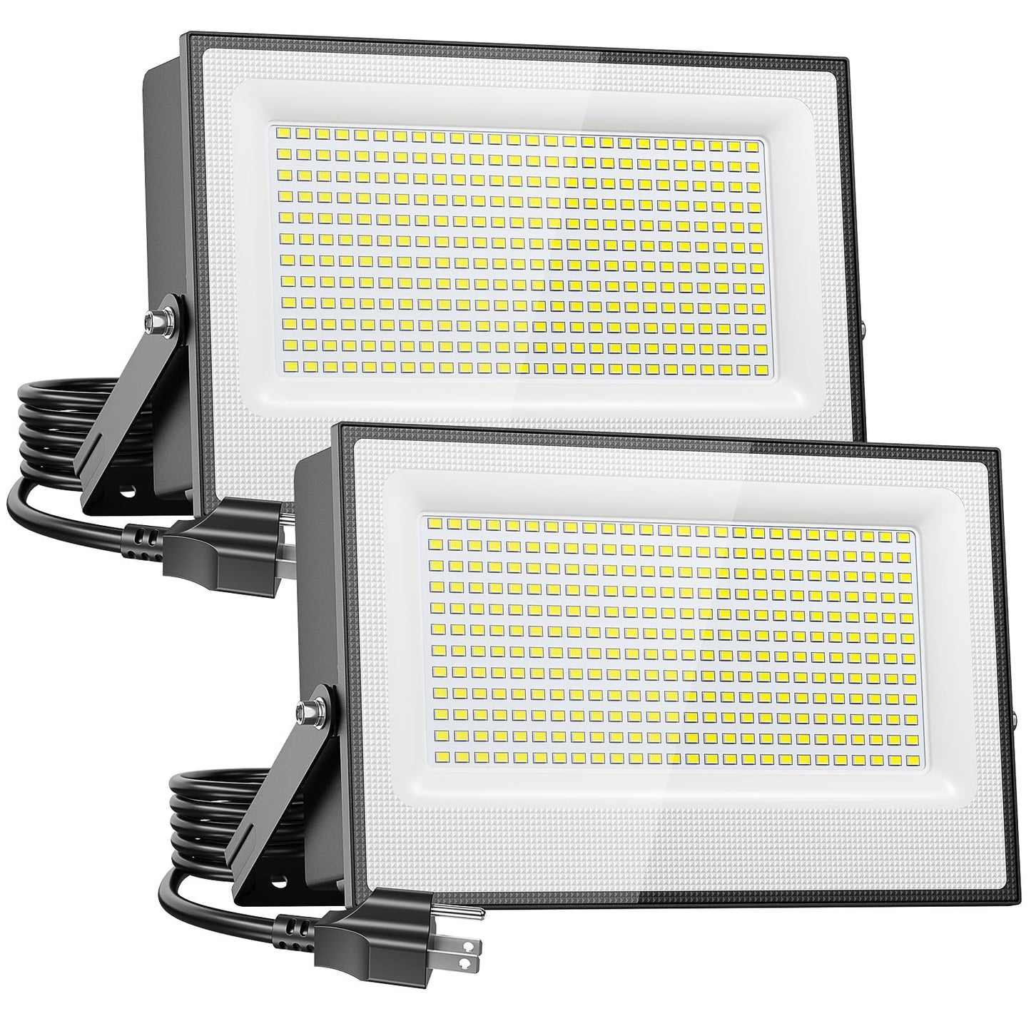 Onforu 300W Flood Lights Outdoor,30000lm Bright LED Work Light with Plug,Daylight White LED Stadium Lighrs,IP66 Waterproof Security Yard Lights for Yard Garage Stadium 2 Pack