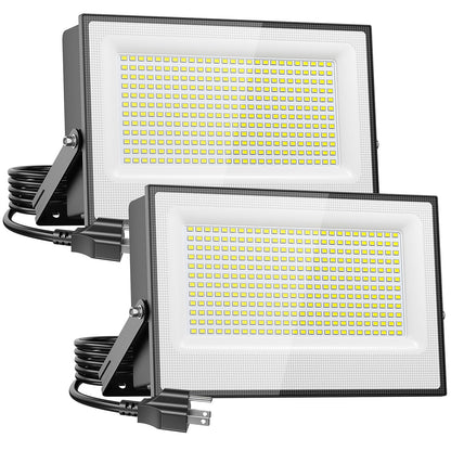 Onforu 300W Flood Lights Outdoor,30000lm Bright LED Work Light with Plug,Daylight White LED Stadium Lighrs,IP66 Waterproof Security Yard Lights for Yard Garage Stadium 2 Pack