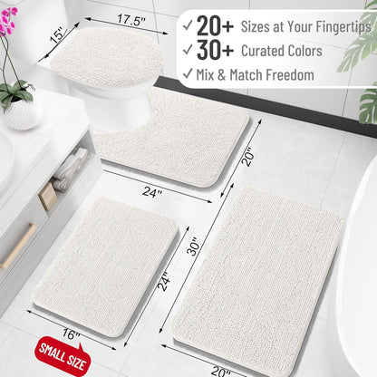 OLANLY U-Shaped Toilet Rug - Extra Soft Chenille, Quick-Dry, Non-Slip Bath Mat | 20x20, Ivory