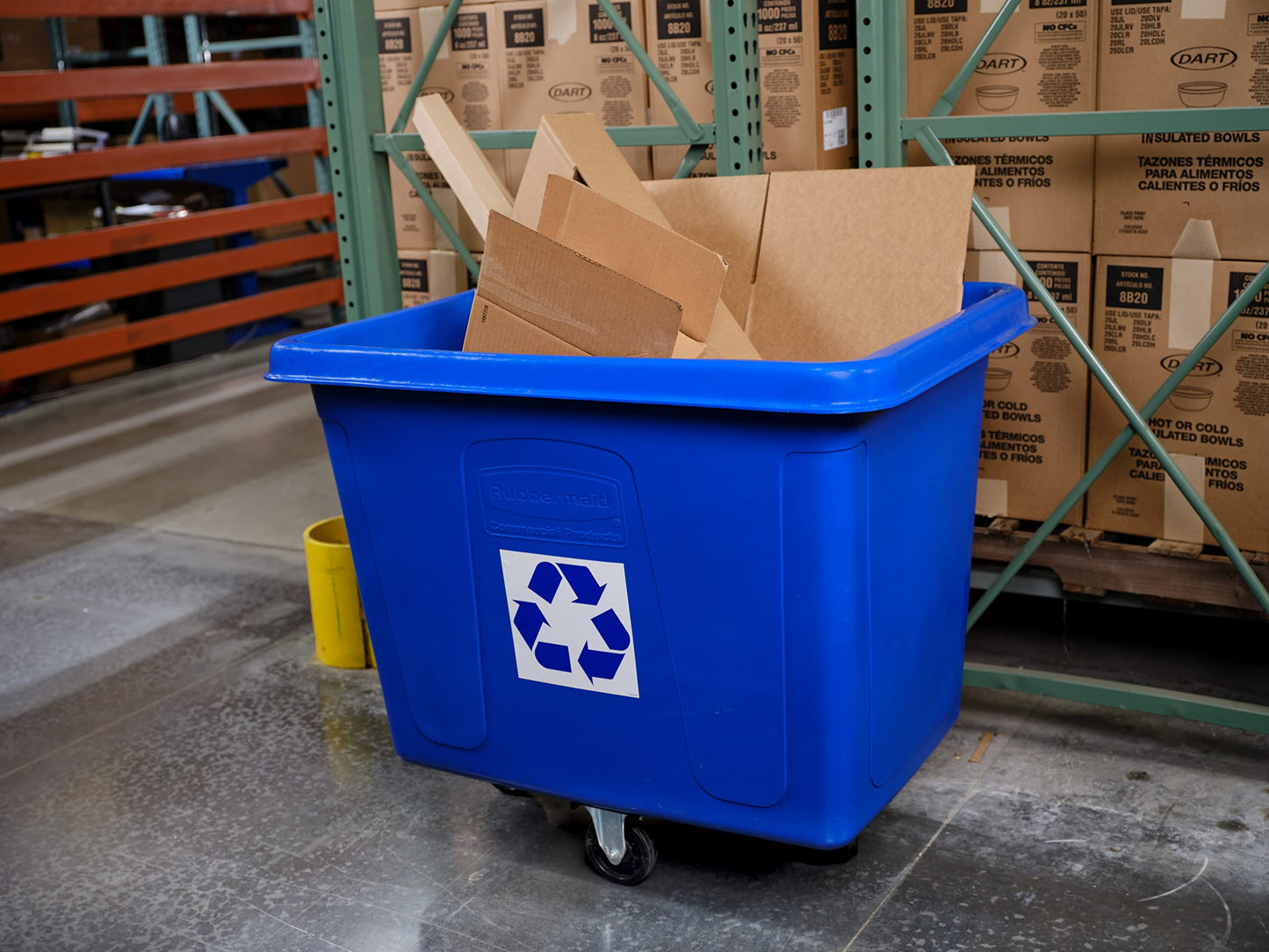 Rubbermaid Commercial 461673BE Recycling Cube Truck, Rectangular, Polyethylene, 500lb Cap, Blue