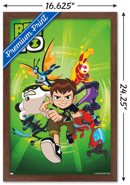 Ben 10 - Group Wall Poster, 22.4L" x 14.7W", Mahogany Framed Version