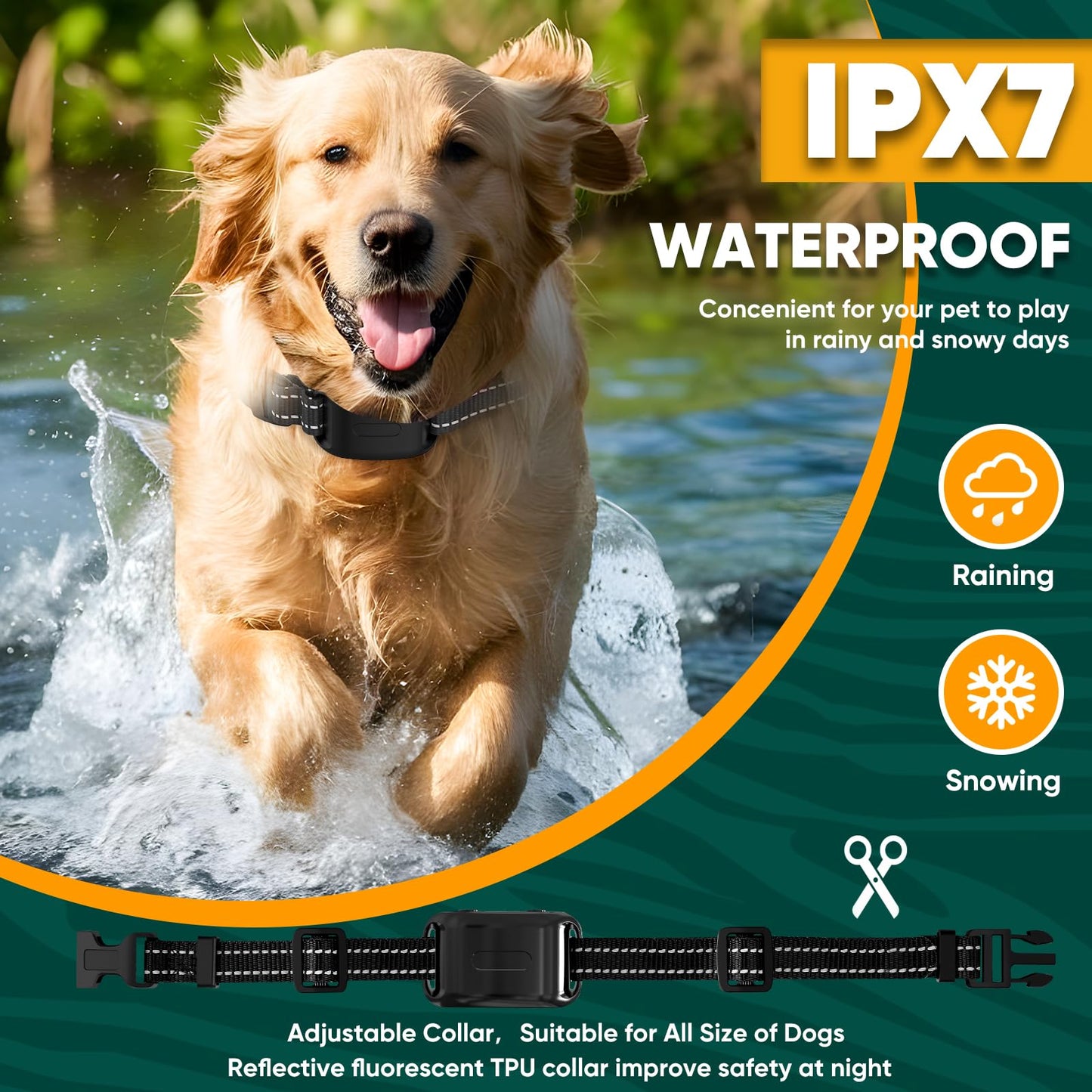 howfateam Wireless Dog Fence Collar, Electric Dog Fence & Remote Training Collar, Magnetic Charging Base, Portable Outdoor Wireless for Yards, Adjustable for Small Medium Large Dogs