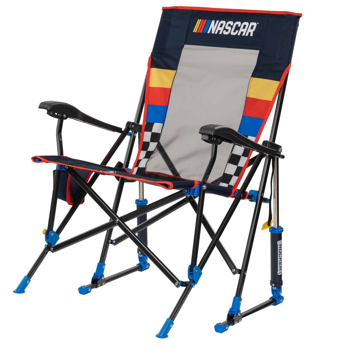 GCI Outdoor NASCAR Roadtrip Rocker Camping & Sideline Sports Chair | Portable Folding Rocking Chair with Durable Armrests & Drink Holder, Black