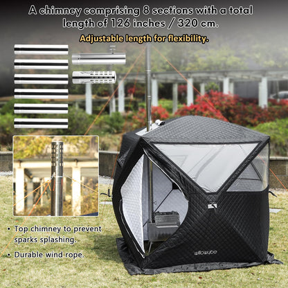 WillowyBe Outdoor Sauna Hot Tent Stove, Rocket Stove Heater, Portable Camping Wood Stove for Dry Sauna, Cooking for Husband and Friends