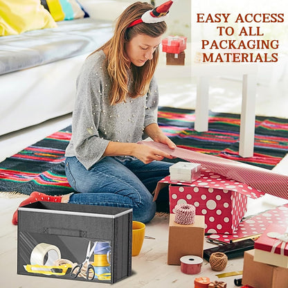 Skiennix Over Door Wrapping Paper Organizer - 3 Removable Drawers & Side Pockets | Christmas Gift Wrap Storage