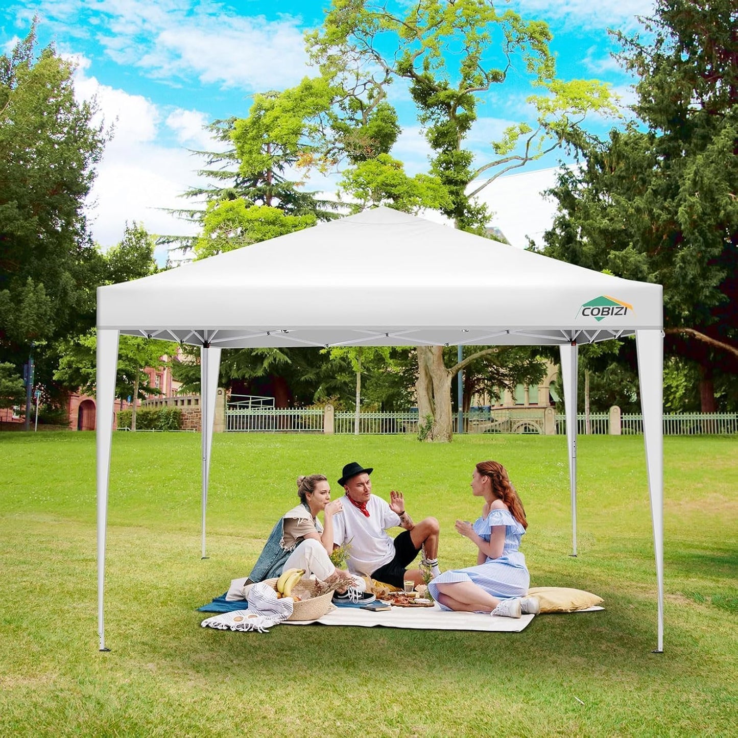 COBIZI 10x10 Pop Up Canopy Tent with 4 Sidewalls Party Tents Waterproof UPF 50+ Commercial Instant Outdoor Events Tent for Parties Markets Backyard, Ropes（10 x 10 ft White