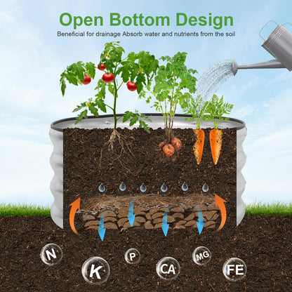 Permade Galvanized Raised Garden Bed- 2Pcs Metal Planter Boxes Outdoor | 12" Tall 24" Round Steel Raised Bed Kit & Fire Pit Ring for Gardening with Protective Tape for Vegetables, Flower (Sliver)