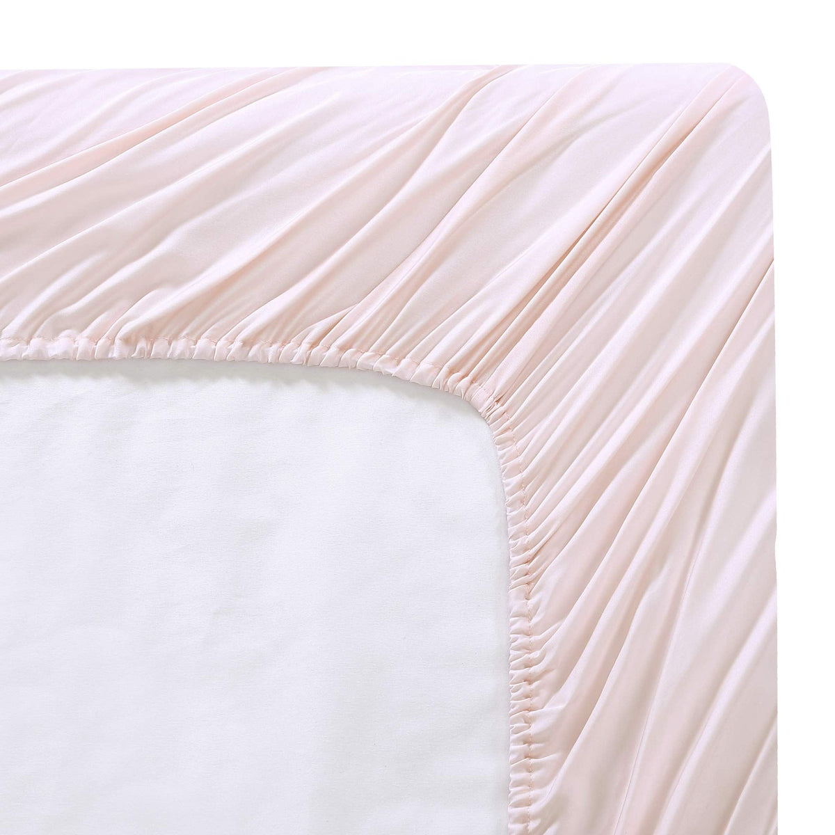 Brielle Home Tencel Lyocell Sateen Bed Sheet Set – 300 Thread Count Easy Care Luxury Feel with 16" Deep Pocket – 4 Piece Set, Blush, Queen
