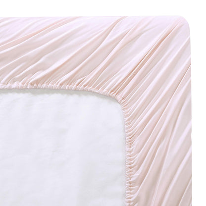 Brielle Home Tencel Lyocell Sateen Bed Sheet Set – 300 Thread Count Easy Care Luxury Feel with 16" Deep Pocket – 4 Piece Set, Blush, Queen