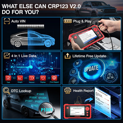 LAUNCH CRP123 V2.0 OBD2 Scanner-2026 New Model Engine/ABS/SRS/Transmission Diagnostic Scan Tool SRS Airbag Code Reader,3 Reset Oil Service/Throttle Relearn/SAS Reset,Lifetime Free Update