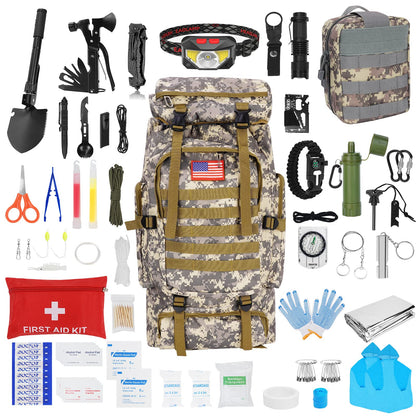 Skywod,Survival Gear Professional Kit and Large Camping Backpack,First Aid Kit for Adventure Outdoor Hiking Accessories