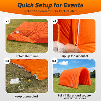 GR8FUN Inflatable Sports Tunnel Entrance 16x10x10FT Orange, Built-in Blower – Event Inflatable Tunnel Tent for Team Intros, Business Promotion, Trade Shows, Advertising & Exhibitions