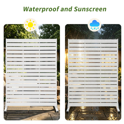 FROASISPRO HDPE Outdoor Privacy Screen 72" H x 47.2" W Freestanding Room Divider with Metal Base, Weatherproof Waterproof Sunscreen Rustproof Partition Screen for Patio Backyard Pool Balcony, White