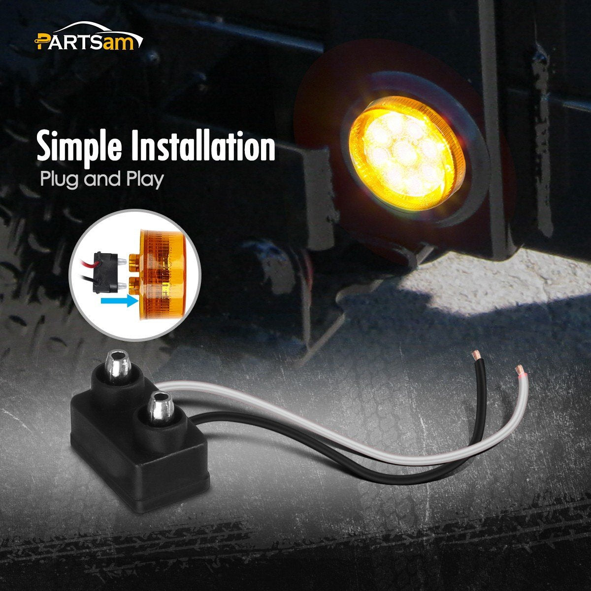 Partsam 30Pcs 2" Inch Round Trailer Led Side Marker and Clearance Lights Amber 9 Diodes with Reflectors for Semi Trailer Trucks(20x Amber, 10x Red)