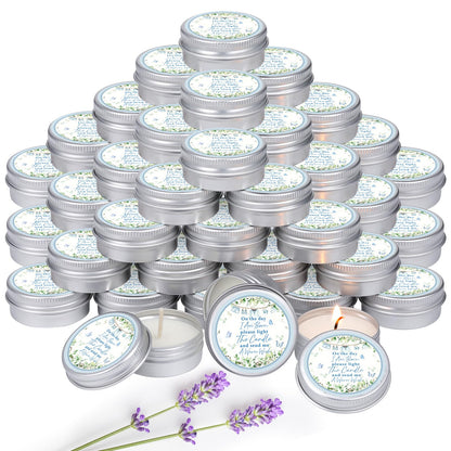 MTLEE 50 Pcs Greenery Baby Shower Scented Candles for Boy Gift Travel Tin Candle Aromatherapy Candle Favors for Winter Baby Shower Favors Wedding Gifts, Compound Scent Essential Oil