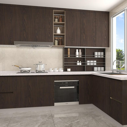 BAYYA Dark Brown Wood Grain Contact Paper Waterproof Peel and Stick Wallpaper Black Walnut Furniture Sticker for Kitchen Cabinet Table Floor Shelf Drawer Liner Self-Adhesive Vinyl Film Wall Covering