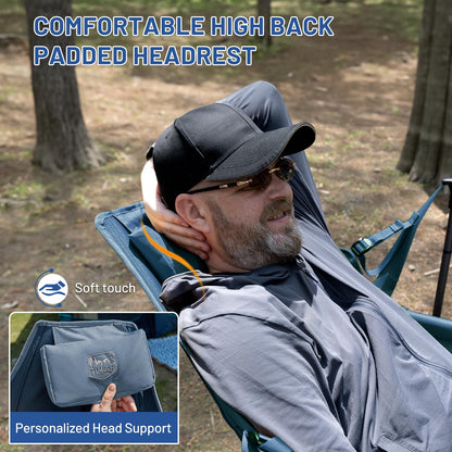 TIMBER RIDGE Hammock Camping Chair, Oversized Swinging Hammock Chair with Adjustable Back and Seat for Outdoor Lawn, Sports, Supports 400lbs, Blue
