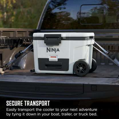 Ninja FrostVault 45QT Cooler with Wheels | Insulated with Temp Dry Storage Drawer | Keeps Ice Cold for Days | for The Beach, Camping, Picnics & More | Halocline Green | FB245TL