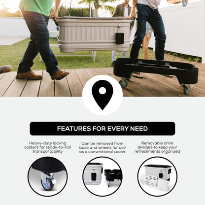 Igloo Party Bar 125 Qt Cooler with Wheels | Insulated Rolling Ice Chest | Light Gray