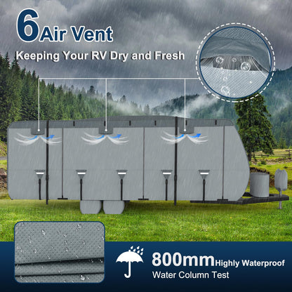 Mofeez Travel Trailer RV Cover, Extra-Thick Upgraded 7 Layers for Camper Cover 24'-27' Windproof Waterproof Rip-Stop RV Covers with 2Pcs Extra Straps & 4 Tire Covers