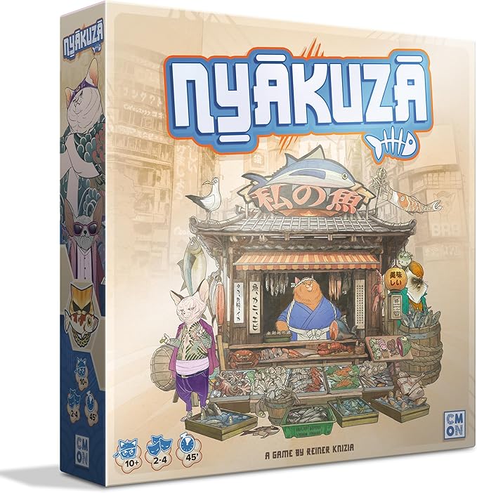 Nyakuza Board Game - Build Your Clan's Seafood Stall and Race to The Grand Market! Fun Competitive Strategy Game for Kids &amp Adults Ages 10+ 2-4 Players 45 Minute Playtime Made by CMON