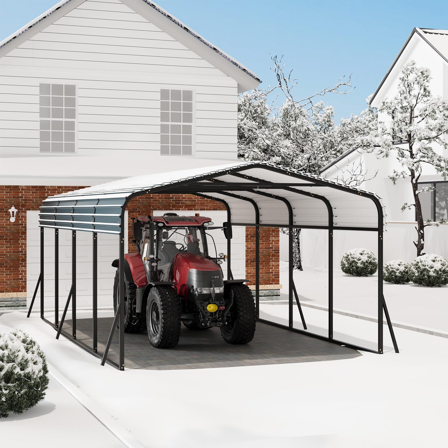 CABIHOME 10x20Ft Metal Carport Kits, Heavy Duty Carport with Galvanized Steel Roof, Reinforced Frame, Car Shelter for All-Weather Use, Outdoor Car Port Tent for Cars, Trucks, Boats, Tractors & RVs