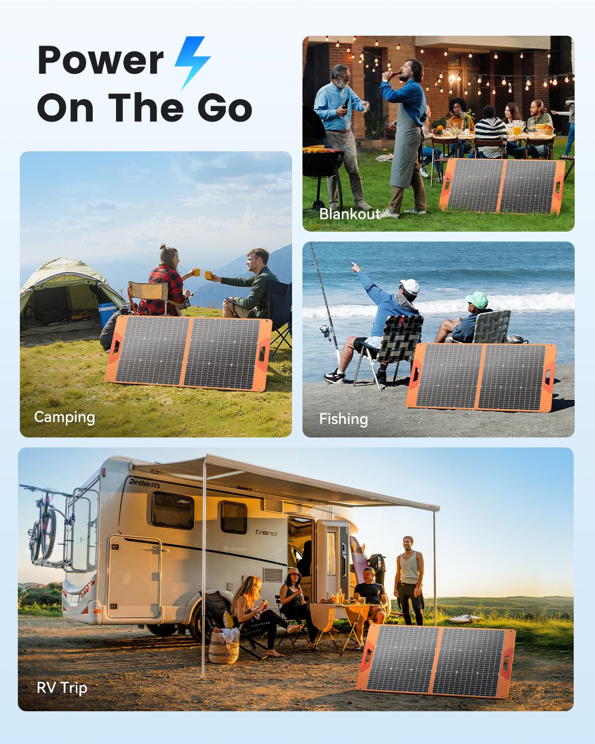 SOLUPUP 100W Portable Solar Panel for Power Station, 23.5% High Efficiency Foldable Solar Charger with DC/XT60/Anderson Cable, QC3.0 USB Outputs, IP65 Waterproof for Outdoor Camping RV Off-Grid