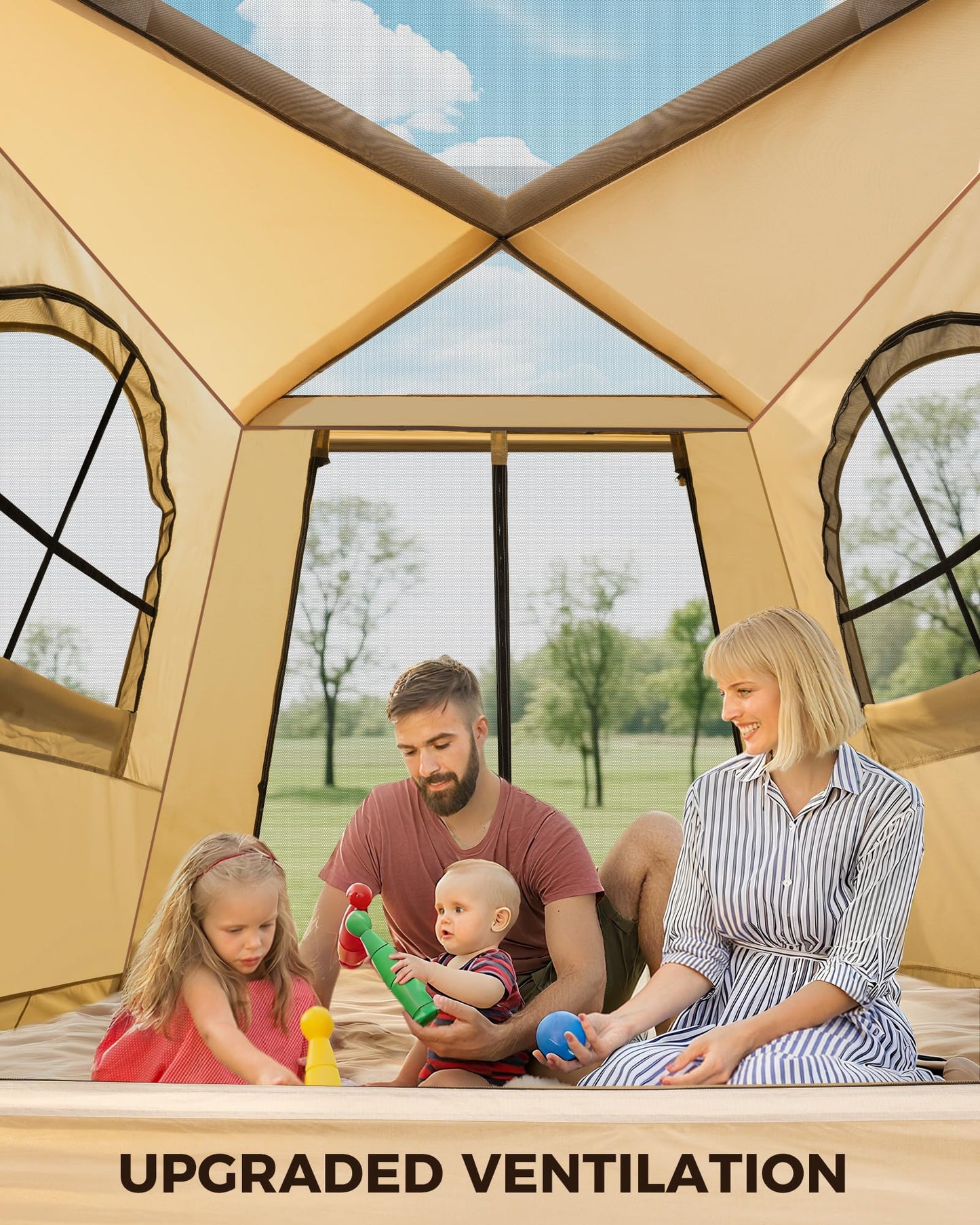 Trakiom Inflatable Tents for Camping 2-4 Person, Easy Set Up Camping Tent with Automatic & Manual Pump, Waterproof Blow Up Tent for Family Outdoor