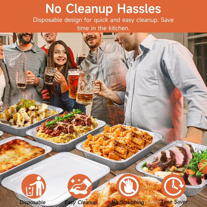 Lideropa Disposable Aluminum Foil Pans with Lids 9x13-25 Pack Aluminum Foil Pans, Heavy Duty Aluminum Baking Pans for Holiday Cooking, Christmas, Thanksgiving, Parties, Meal Prep & Storage