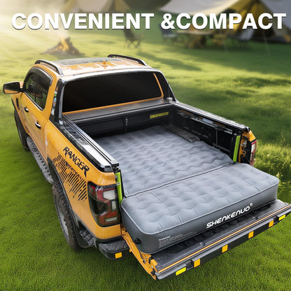Inflatable Truck Bed Air Mattress for Tacoma (2001-2024) & Jeep Gladiator JT (2019-2024) | 5ft-5.5ft Camping Mattress with 600lbs Capacity, 300D Oxford Fabric, Anti-Slip Design for Truck Bed Camping