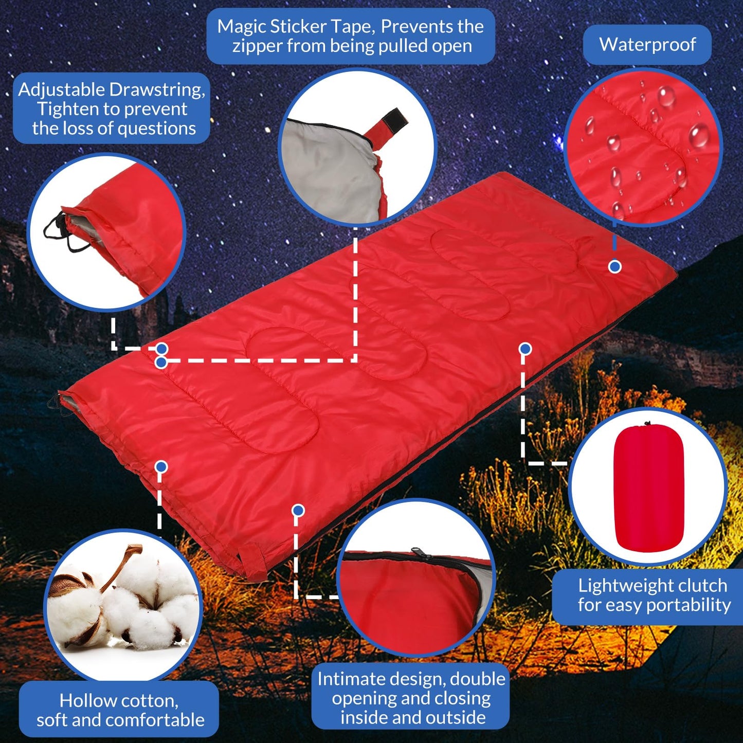 Macarrie 12 Pack Camping Sleeping Bags for Adults Homeless Bulk Cold Weather Kids Sleeping Bag Lightweight Waterproof Compression Sack for Backpacking Traveling Hiking Outdoor Shelter(Bright Color)