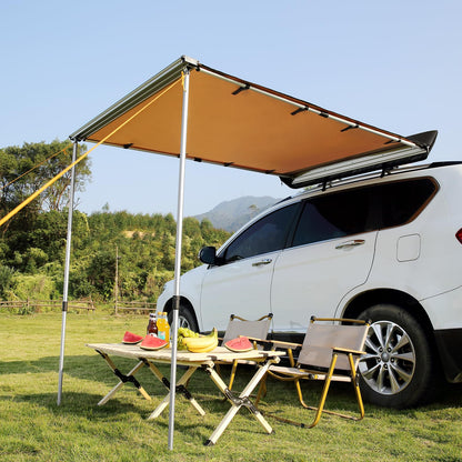 VEVOR Vehicle Awning 4.6'x6.6' Roof Rack Pull-Out Sun Shade UV50+ PU3000mm, Retractable Weatherproof 4x4 Side Awning for SUV Outdoor Camping & Overland (Hardware Included), w/Waterproof Storage Bag