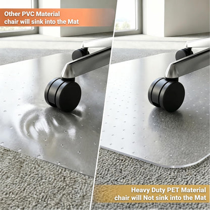 BesWin Office Chair Mat for Carpet, 32" x 48" Heavy Duty Hard Computer Desk Chair Mat for Carpeted Floors, Anti-Slip Carpet Floor Protector Mat for Office Chair, Smooth Glide, Ship Flat