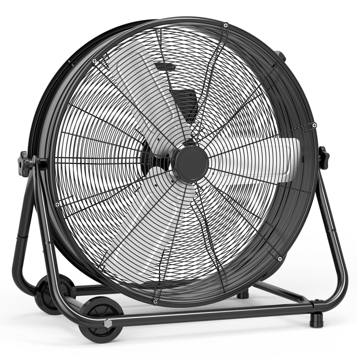 24 in High Velocity Drum Fan, Heavy Duty Industrial Fan, 8800 CFM Floor Fan, 3 Speed Garage Fan, Portable Air Circulator with 360° Tilt, Durable Metal Construction for Warehouse Workshop Jobsite