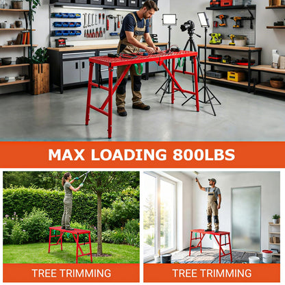 Foldable Scaffolding Platform, 70.8x15.7x36.2-62 Inch Portable Work Platform, 770 Lbs Adjustable Height Industrial Step Ladders, Perfect for RV Cleaning, Home Painting and Reaching High Places