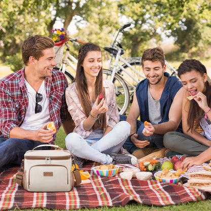 Lifewit Reusable Insulated Lunch Bag, Portable Cooler Freezable Soft Lunchbox Leakproof with Adjustable Shoulder Strap for Men Women Adult for Work Picnic or Travel, 9L 12 Can, Cream