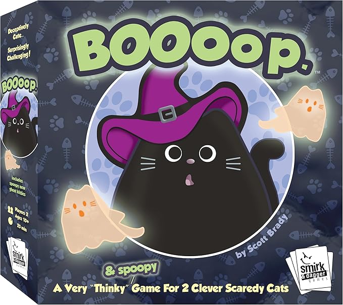 BOOoop by Smirk &amp Dagger: Adorable 2 Player Strategy Board Game with 34 Cat and Kitten Pieces Halloween Edition with New Ghost Cats A Great Gift for Couples Family Adults and Kids Ages 10 and