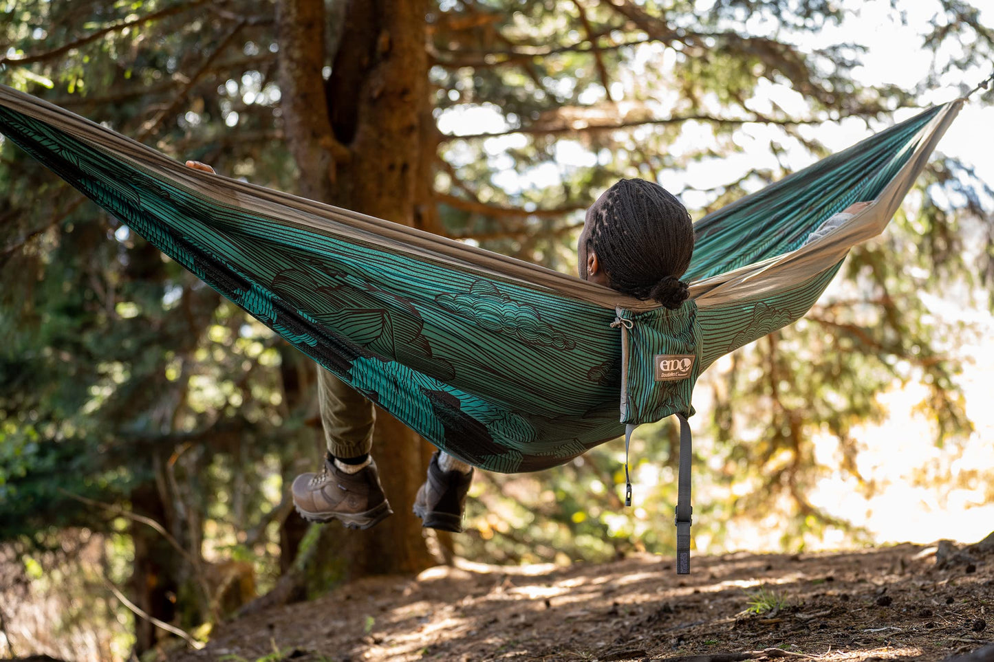 ENO DoubleNest Hammock - Lightweight, Portable, 1 to 2 Person Hammock - for Camping, Hiking, Backpacking, Travel, a Festival, or The Beach - Mountains to Sea/Grey