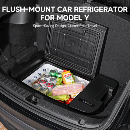 BODEGACOOLER 35L Built-In Car Refrigerator for Tesla Model Y- Ultra-Quiet Fast Cooling to -4℉, Smart App Control, Space-Saving Design for Camping & Road Trips 12/24V DC/AC,-4℉-68℉