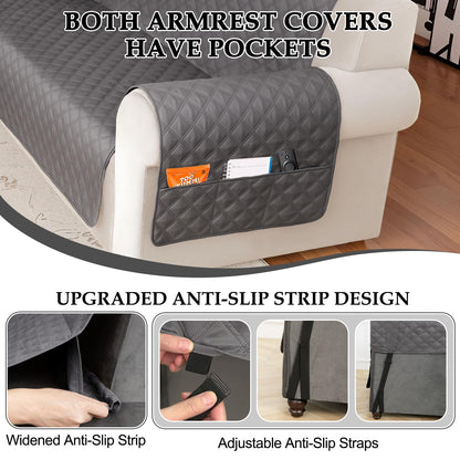 HDCAXKJ Waterproof Sectional Couch Cover L Shaped Sofa Covers Washable Corner Sectional Slipcovers Dog Pet Proof U Shape Furniture Protector with Upgraded Anti Slip Strips (XX-Large, Dark Grey)