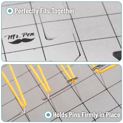 Mr. Pen- Blocking Mats for Knitting & Crochet Projects 12" x 12" & T Pins for Sewing 220 Pack