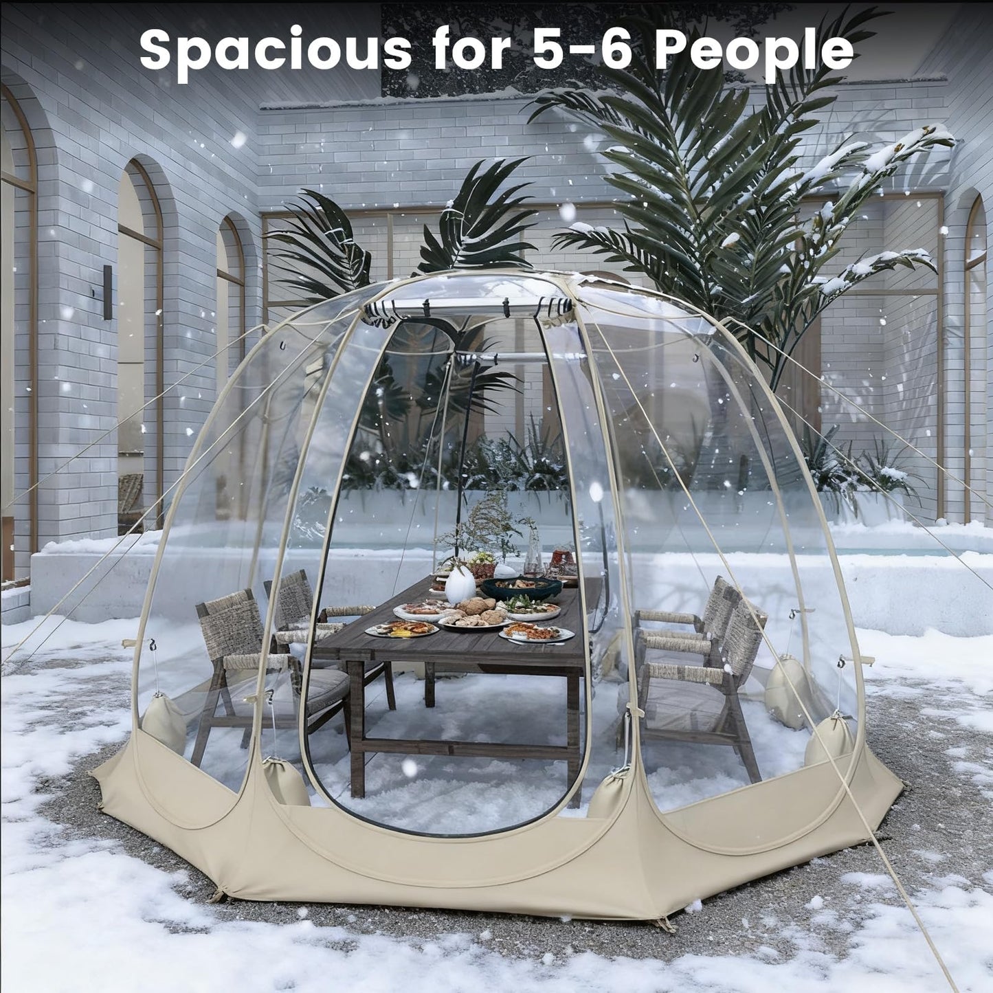Happygrill Pop up Bubble Tent, 9.5 x 9.5 FT Outdoor Dome Screen Tent for for 4-6 People w/16 Stakes, 8 Wind Ropes, 8 Sandbags, Carrying Bag, Portable Weatherproof Screen House for Camping Sports Event