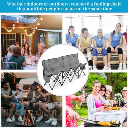 Kigley 2 Pack 4 Seat Folding Soccer Bench, Portable Sports Bench with Carry Bag and Side Pockets, 8 Person Sideline Chairs for Football Basketball Camping Practice Games(Gray)