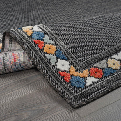 Beverly Rug Outdoor Rug 10x14 Modern Bordered Large Area Rugs for Indoor and Outdoor Patio Easy to Clean Non Shedding Living Room Porch Garden Washable Outside Carpet (10 x 14 Dark Gray)